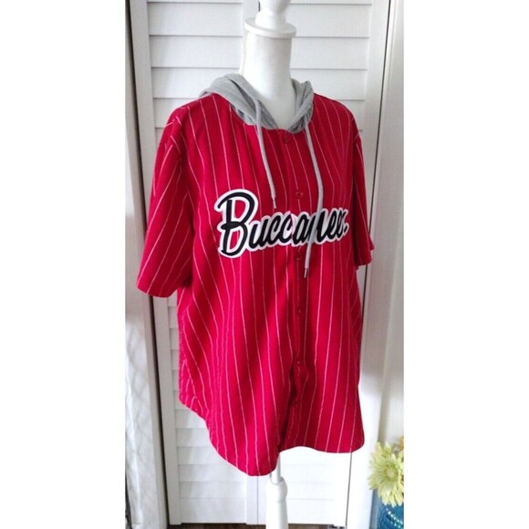 NFL Tampa Bay Buccaneers Football Button Down Short Sleeve Hooded Shirt Men XXL - Picture 3 of 10